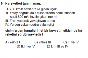 11.Sınıf Fizik test3  soru 6