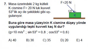 11.Sınıf Fizik test3  soru 7