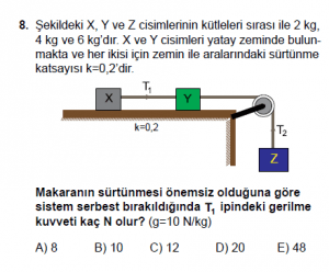 11.Sınıf Fizik test3  soru 8