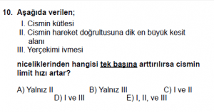 11.Sınıf Fizik test4 soru 10