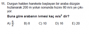 11.Sınıf Fizik test4 soru 11