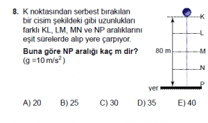 11.Sınıf Fizik test4 soru 8