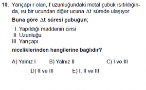 12. Sınıf Fizik Test1 Soru 10
