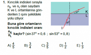 12. Sınıf Fizik Test10 Soru 1