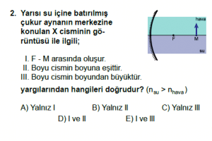 12. Sınıf Fizik Test10 Soru 2