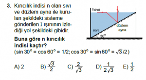 12. Sınıf Fizik Test10 Soru 3