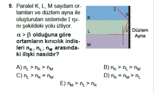 12. Sınıf Fizik Test10 Soru 9