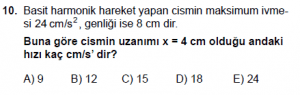 12. Sınıf Fizik Test4 Soru 10