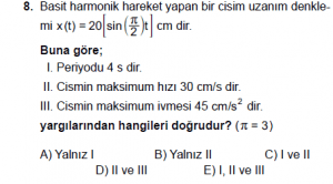 12. Sınıf Fizik Test4 Soru 8