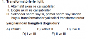 12. Sınıf Fizik Test7 Soru 1