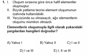 12. Sınıf Kimya Test 1 Soru 1