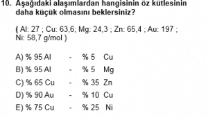 12. Sınıf Kimya Test 1 Soru 10