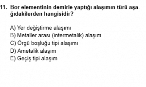12. Sınıf Kimya Test 1 Soru 11
