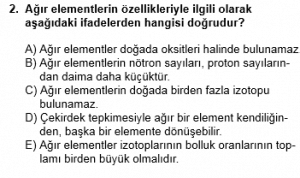 12. Sınıf Kimya Test 1 Soru 2