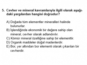 12. Sınıf Kimya Test 1 Soru 5