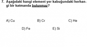 12. Sınıf Kimya Test 1 Soru 7