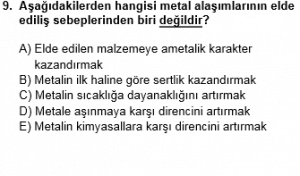 12. Sınıf Kimya Test 1 Soru 9