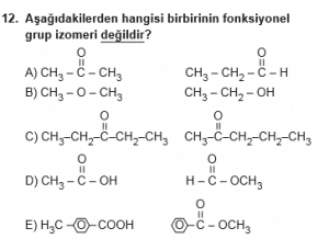 12. Sınıf Kimya Test 10  Soru 12