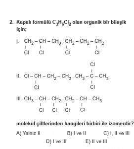 12. Sınıf Kimya Test 10  Soru 2