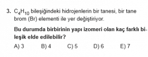 12. Sınıf Kimya Test 10  Soru 3