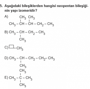 12. Sınıf Kimya Test 10  Soru 5