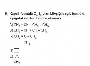 12. Sınıf Kimya Test 10  Soru 8