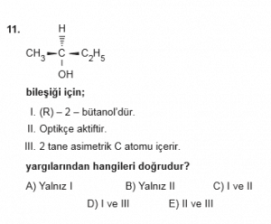 12. Sınıf Kimya Test 11  Soru 11
