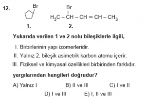 12. Sınıf Kimya Test 11  Soru 12