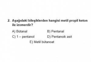 12. Sınıf Kimya Test 11  Soru 2