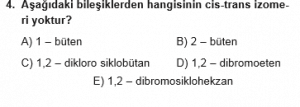 12. Sınıf Kimya Test 11  Soru 4