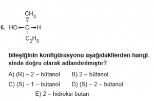 12. Sınıf Kimya Test 11  Soru 6