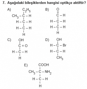 12. Sınıf Kimya Test 11  Soru 7