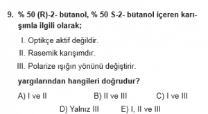 12. Sınıf Kimya Test 11  Soru 9