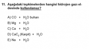 12. Sınıf Kimya Test 2 Soru 11