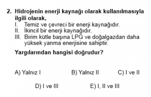 12. Sınıf Kimya Test 2 Soru 2