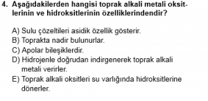 12. Sınıf Kimya Test 2 Soru 4