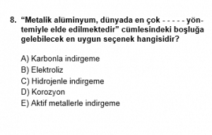 12. Sınıf Kimya Test 2 Soru 8