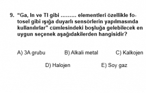 12. Sınıf Kimya Test 2 Soru 9