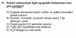 12. Sınıf Kimya Test 3 Soru 11