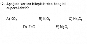 12. Sınıf Kimya Test 3 Soru 12