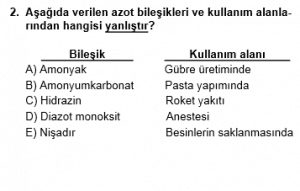 12. Sınıf Kimya Test 3 Soru 2