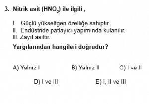12. Sınıf Kimya Test 3 Soru 3