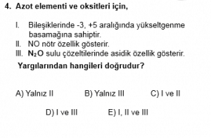 12. Sınıf Kimya Test 3 Soru 4