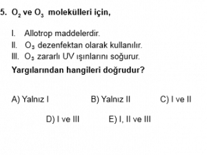 12. Sınıf Kimya Test 3 Soru 5