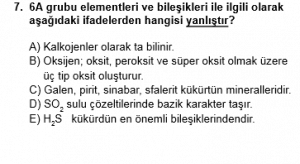 12. Sınıf Kimya Test 3 Soru 7