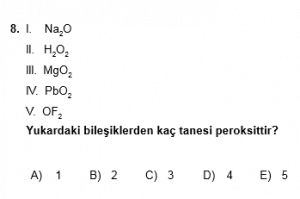 12. Sınıf Kimya Test 3 Soru 8