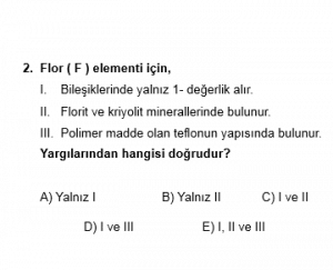 12. Sınıf Kimya Test 4 Soru 2