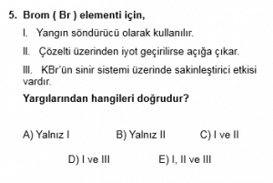 12. Sınıf Kimya Test 4 Soru 5