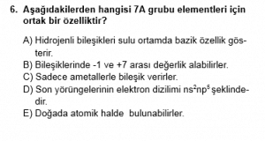 12. Sınıf Kimya Test 4 Soru 6