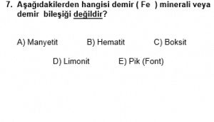 12. Sınıf Kimya Test 4 Soru 7